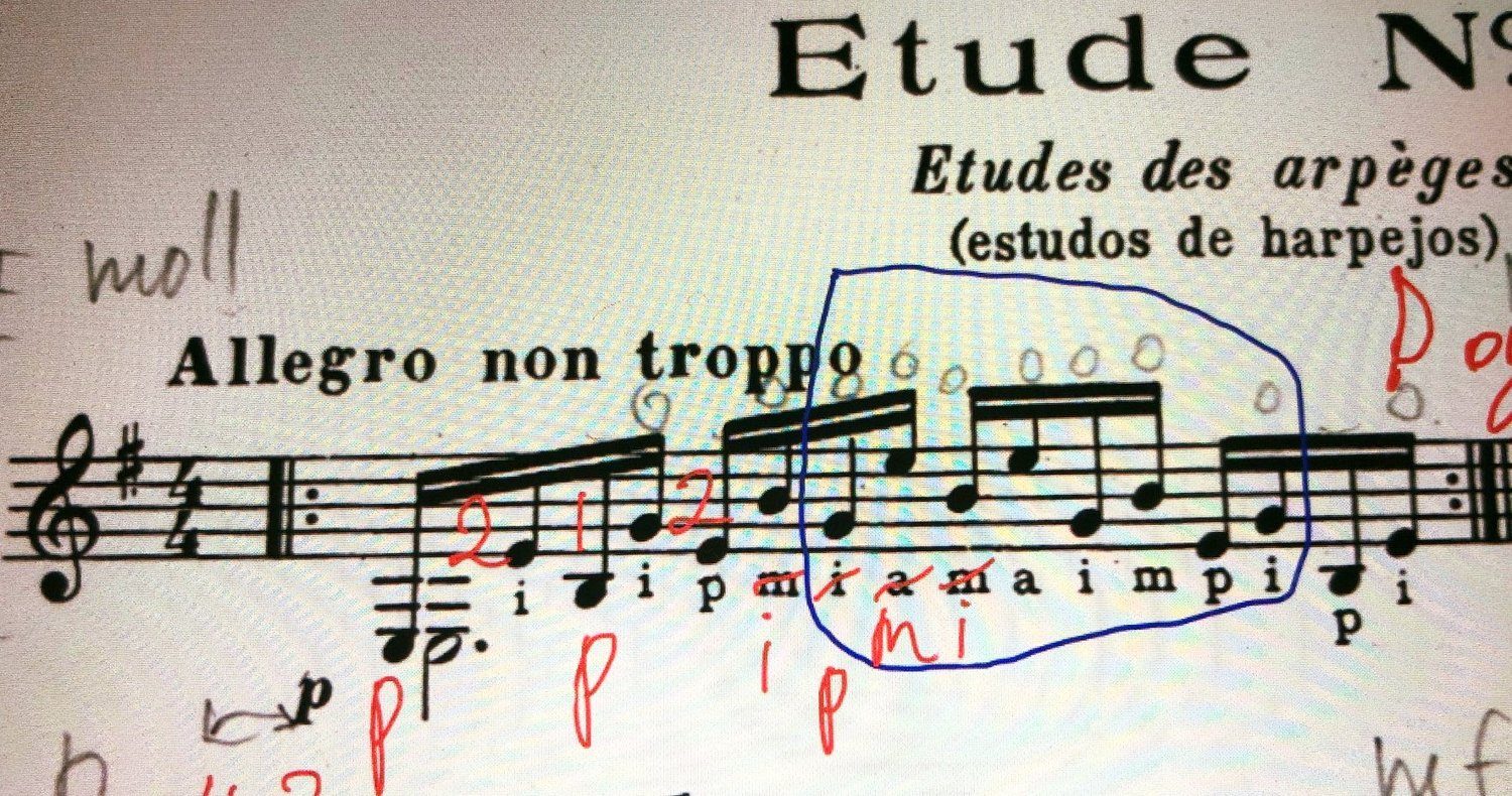Right-hand pattern exercise for Villa-Lobos’s Étude No. 1